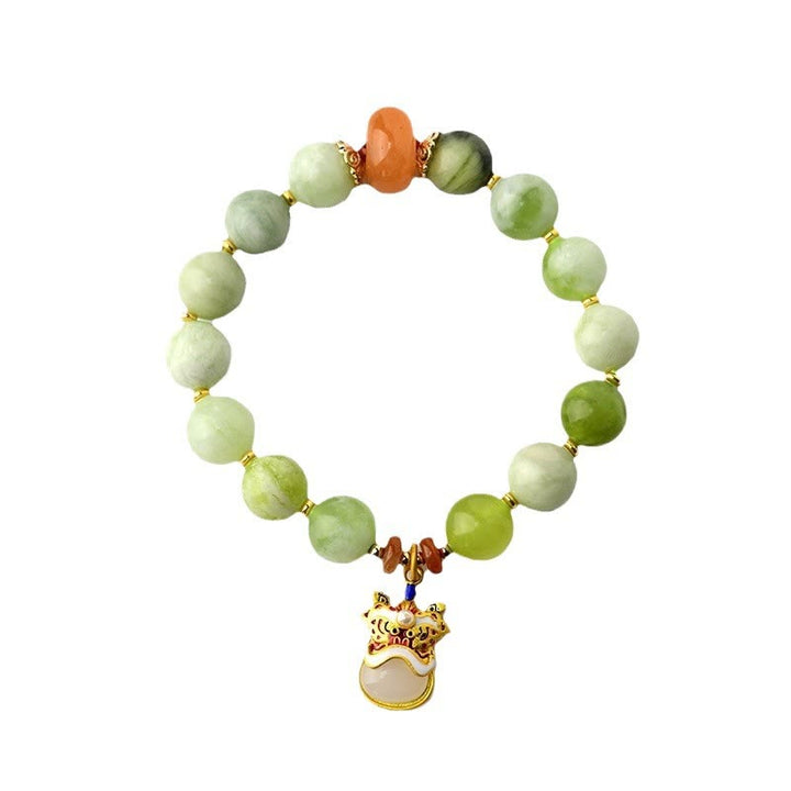 Bransoletka z Buddha Stones Naturalny Jadeit Tańczący Lew Charm Prosperity Luck