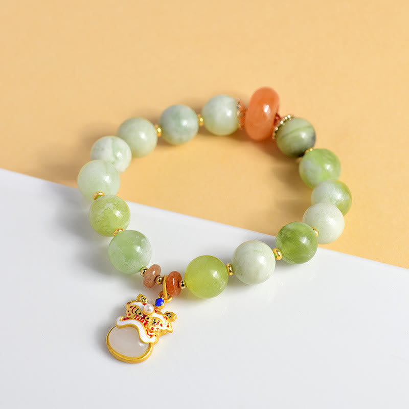 Bransoletka z Buddha Stones Naturalny Jadeit Tańczący Lew Charm Prosperity Luck