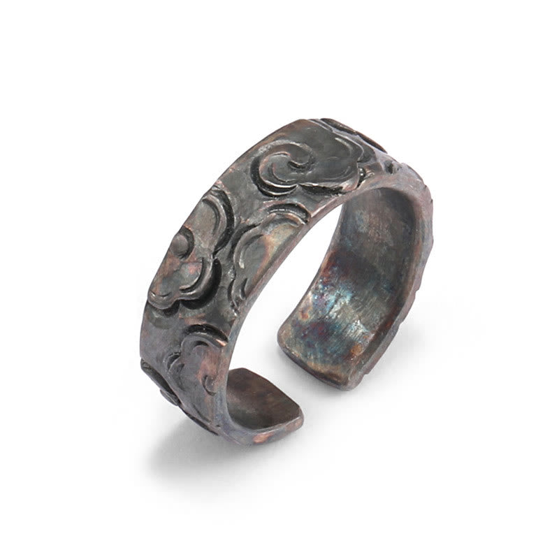 Buddha Stones 999 Srebro Sterlingowe Pomyślne Chmury Regulowany Pierścień Ochronny