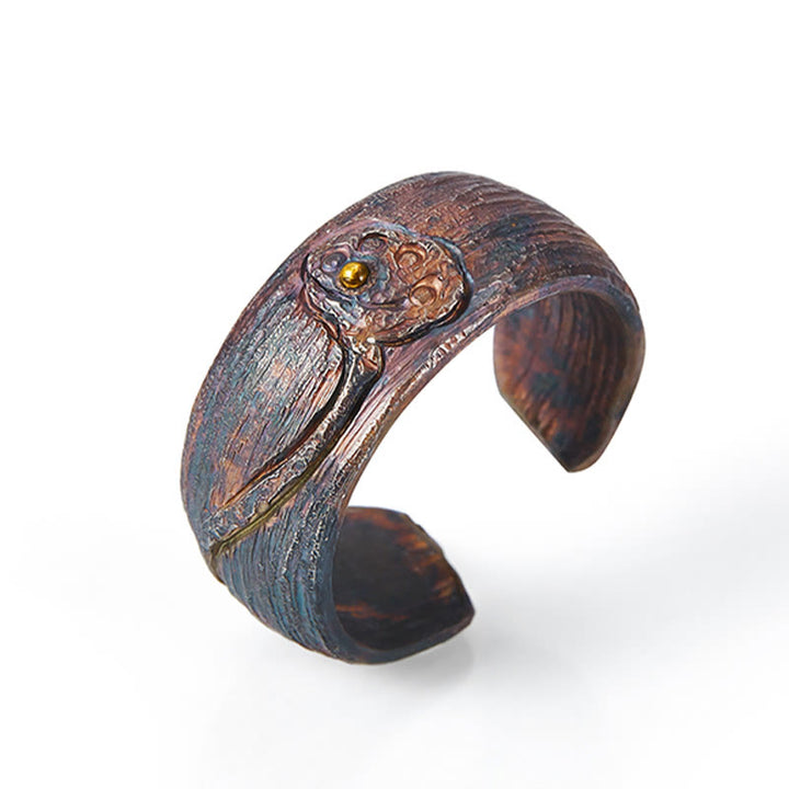 Buddha Stones Retro 999 Srebro Miedź Regulowany Pierścień Ochronny - image 2