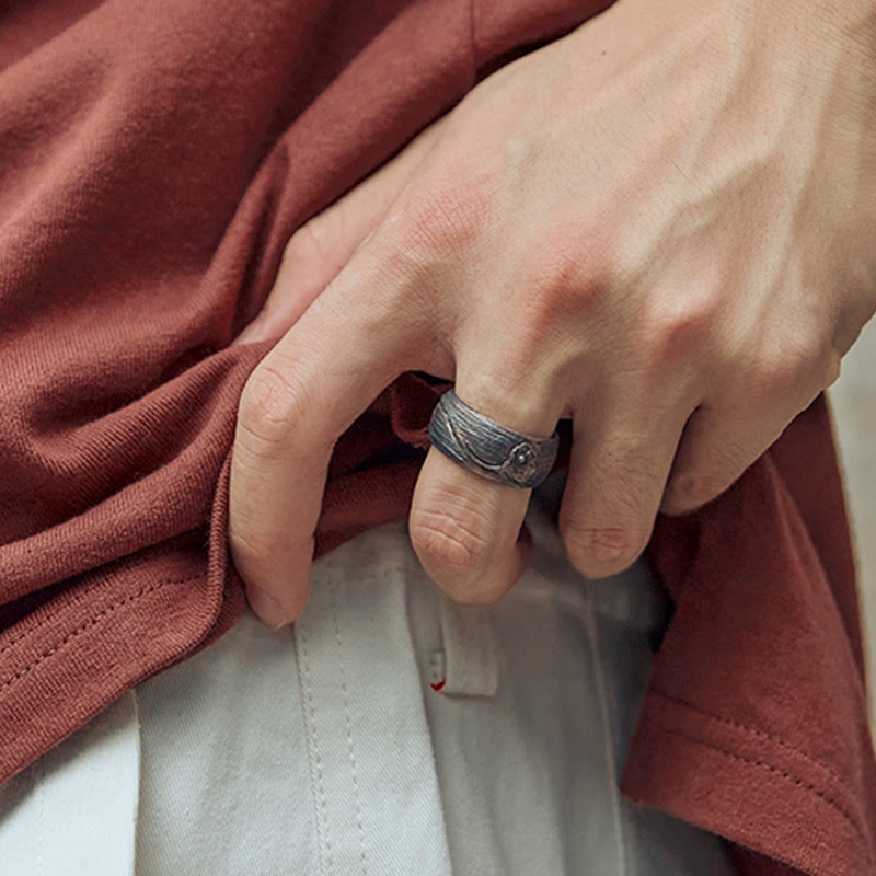 Buddha Stones Retro 999 Srebro Miedź Regulowany Pierścień Ochronny - image 11