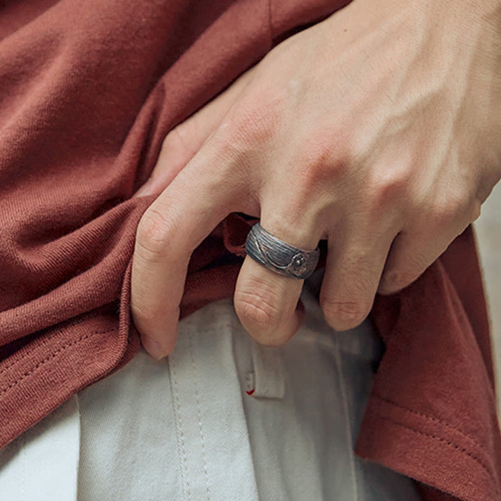 Buddha Stones Retro 999 Srebro Miedź Regulowany Pierścień Ochronny - image 11