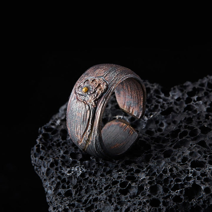 Buddha Stones Retro 999 Srebro Miedź Regulowany Pierścień Ochronny