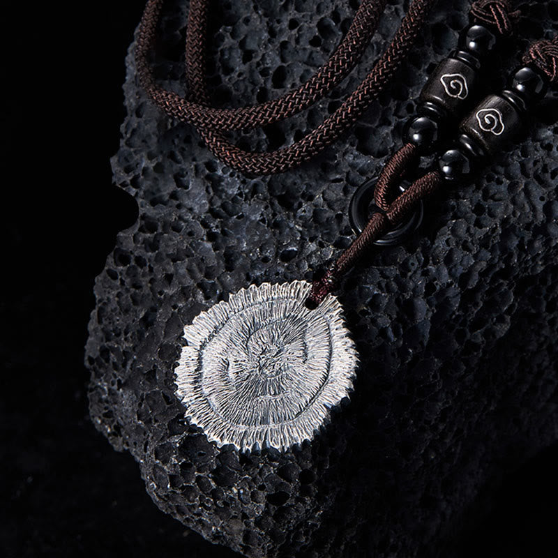 Naszyjnik z wisiorkiem z Buddha Stones 999 ze srebra wysokiej próby Sophora Flavescens z bawełnianą liną