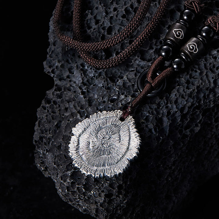 Naszyjnik z wisiorkiem z Buddha Stones 999 ze srebra wysokiej próby Sophora Flavescens z bawełnianą liną