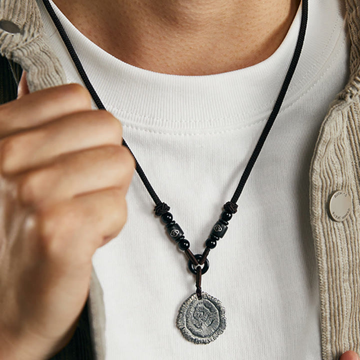 Naszyjnik z wisiorkiem z Buddha Stones 999 ze srebra wysokiej próby Sophora Flavescens z bawełnianą liną - image 4