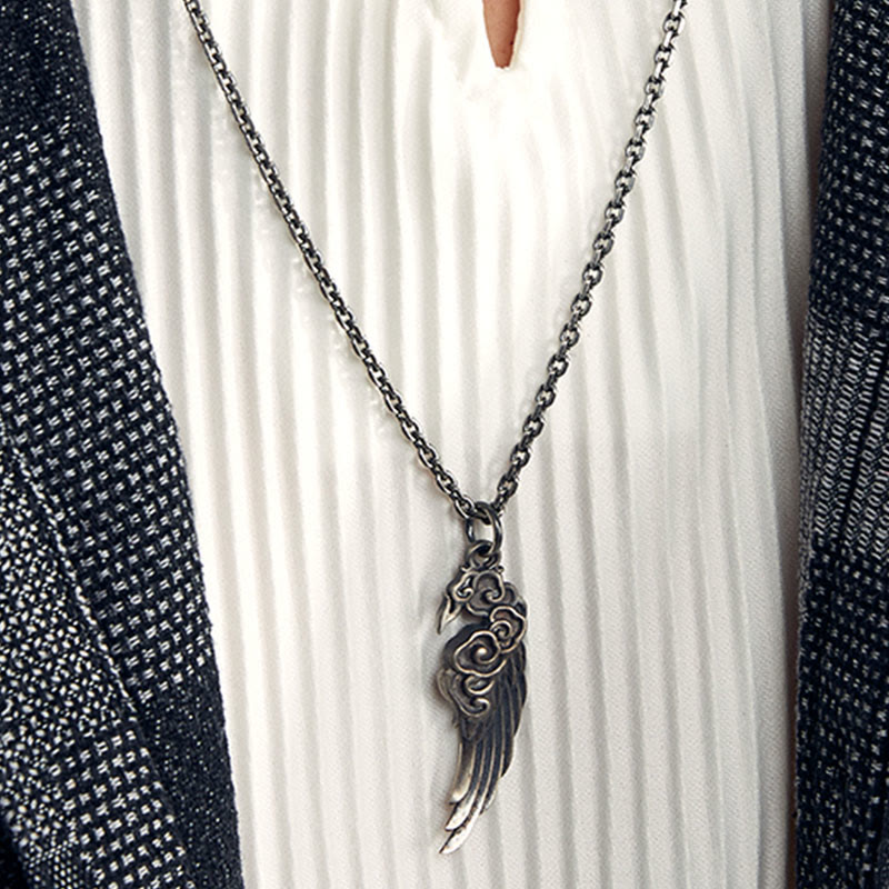 Buddha Stones 925 Srebro Sterlingowe Pomyślne Chmury Skrzydło Bawełniana Lina Naszyjnik Wisiorek Lina Z Jelenia - image 6