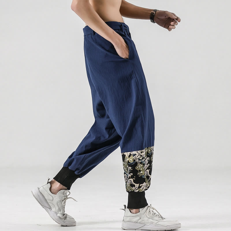 Spodnie haremowe męskie z sznurowaniem i kieszeniami Buddha Stones Ocean Waves - image 31