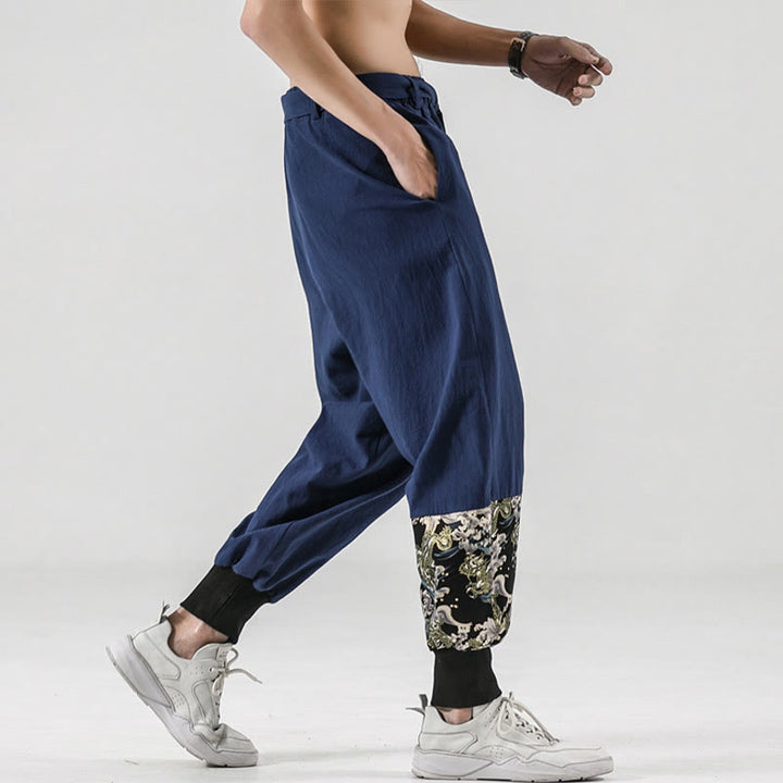 Spodnie haremowe męskie z sznurowaniem i kieszeniami Buddha Stones Ocean Waves - image 31