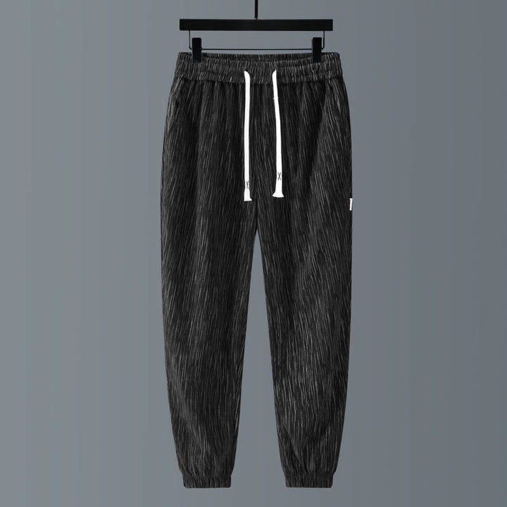 Buddha Stones PLUS SIZE Letnie spodnie męskie ze ściągaczem w jednolitym kolorze i prostymi nogawkami, z kieszeniami - image 3