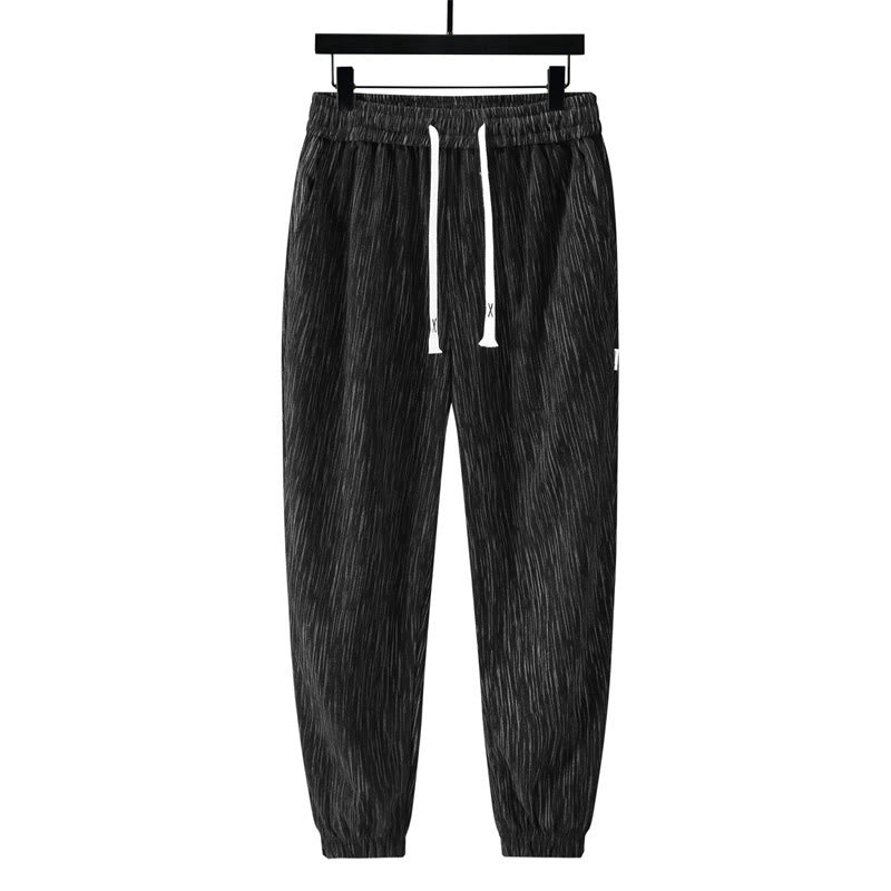 Buddha Stones PLUS SIZE Letnie spodnie męskie ze ściągaczem w jednolitym kolorze i prostymi nogawkami, z kieszeniami - image 12