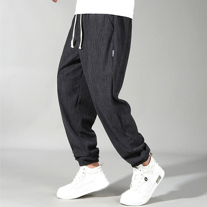 Buddha Stones PLUS SIZE Letnie spodnie męskie ze ściągaczem w jednolitym kolorze i prostymi nogawkami, z kieszeniami - Jasnoszary - US-7XL, UK/AU62, EU72 (12XL) - image 13