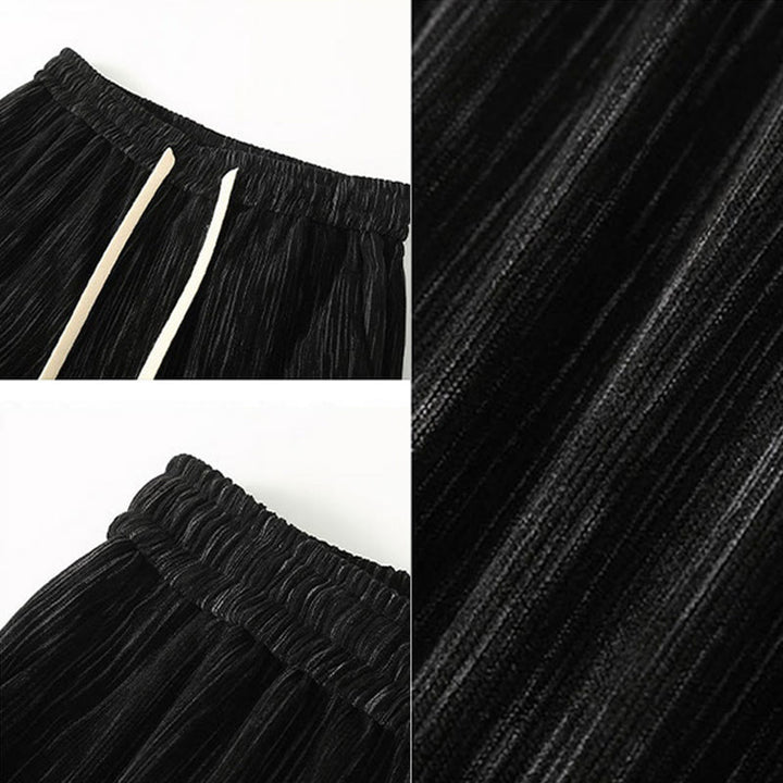 Buddha Stones PLUS SIZE Letnie spodnie męskie ze ściągaczem w jednolitym kolorze i prostymi nogawkami, z kieszeniami - image 4