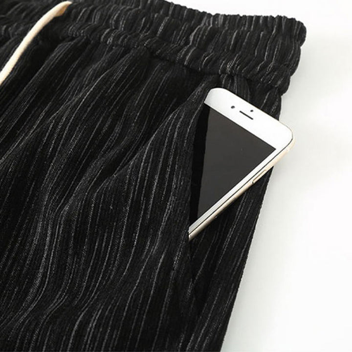 Buddha Stones PLUS SIZE Letnie spodnie męskie ze ściągaczem w jednolitym kolorze i prostymi nogawkami, z kieszeniami - image 6