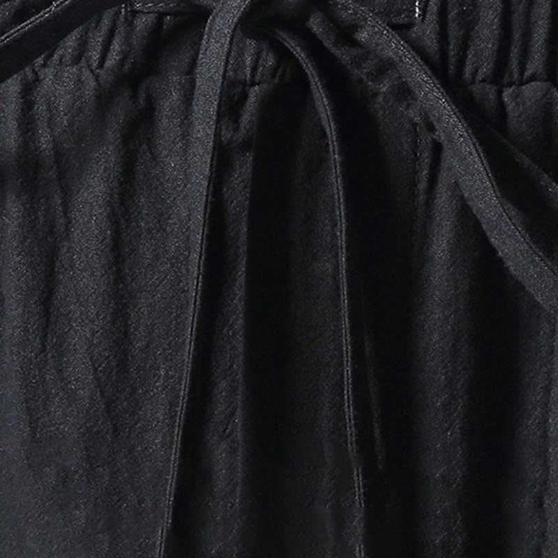 Buddha Stones Biały Żuraw Haft Wzór Ściągacz Męskie Spodnie Harem Z Kieszeniami - image 11