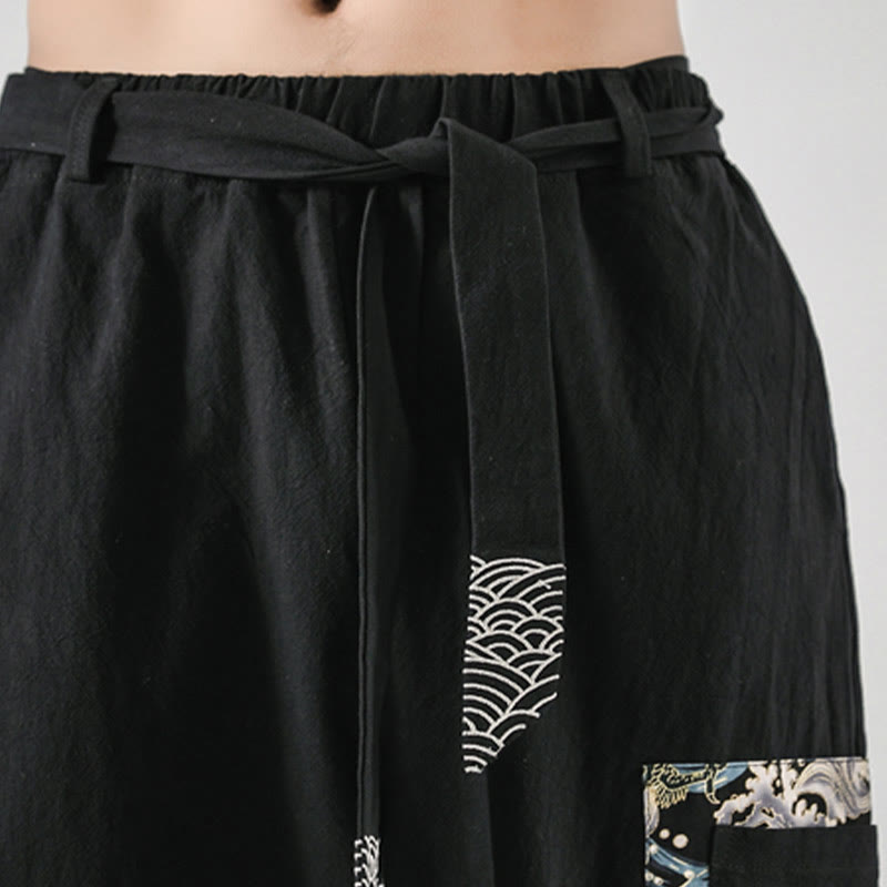 Spodnie haremowe męskie z sznurowaniem i kieszeniami Buddha Stones Ocean Waves - image 10