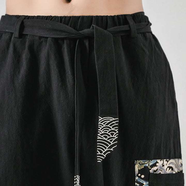 Spodnie haremowe męskie z sznurowaniem i kieszeniami Buddha Stones Ocean Waves - image 10