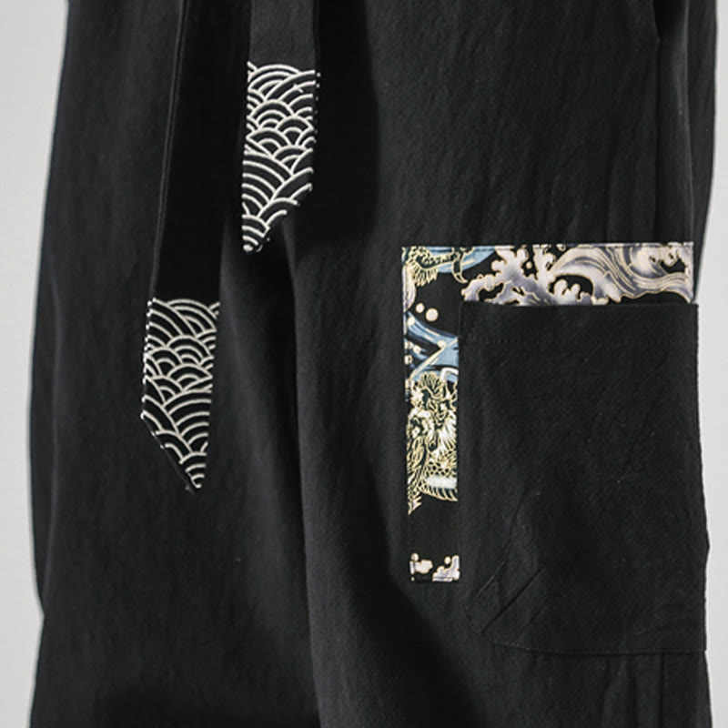 Spodnie haremowe męskie z sznurowaniem i kieszeniami Buddha Stones Ocean Waves - image 11