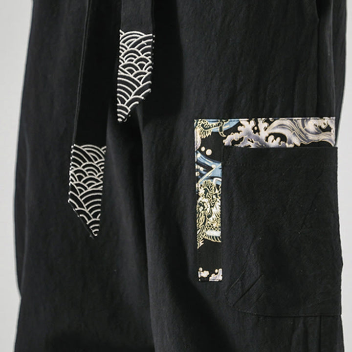 Spodnie haremowe męskie z sznurowaniem i kieszeniami Buddha Stones Ocean Waves - image 11