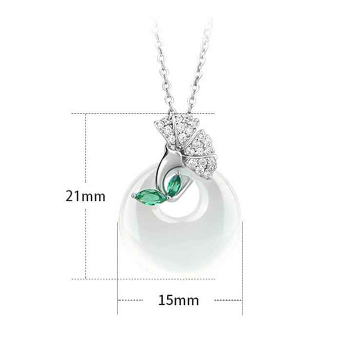 Buddha Stones Naturalny Chalcedon Liść Miłorzębu Klamra Pokoju Naszyjnik Wisiorek Harmony