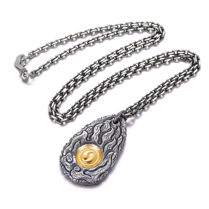 Buddha Stones 999 Srebro 999 Złoto Tai Chi Yin Yang Naszyjnik Wisiorek