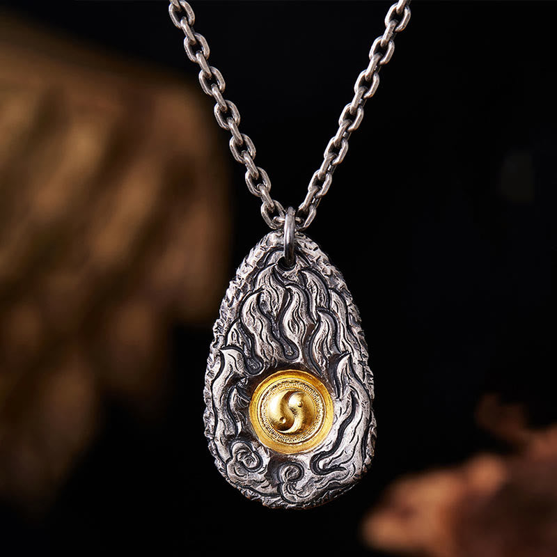 Buddha Stones 999 Srebro 999 Złoto Tai Chi Yin Yang Naszyjnik Wisiorek