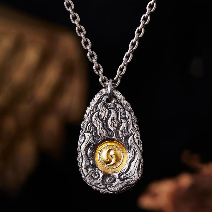Buddha Stones 999 Srebro 999 Złoto Tai Chi Yin Yang Naszyjnik Wisiorek