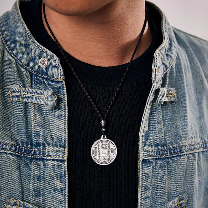 Buddha Stones 999 Srebro Sterlingowe Tai Chi Yin Yang Bagua Design Duchy Górskie Wydaj Pieniądze Naszyjnik Wisiorek - image 4