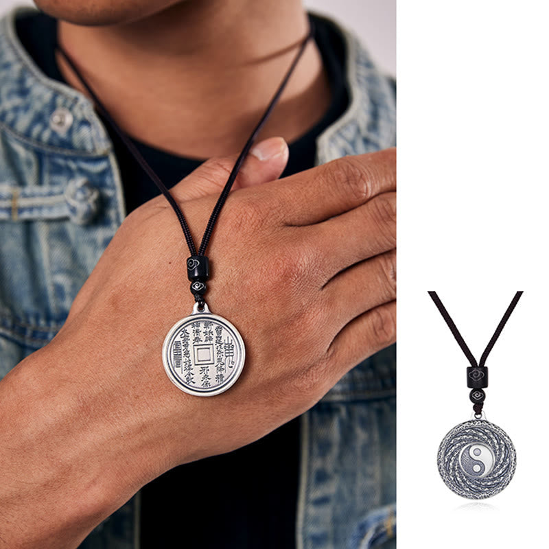 Buddha Stones 999 Srebro Sterlingowe Tai Chi Yin Yang Bagua Design Duchy Górskie Wydaj Pieniądze Naszyjnik Wisiorek - image 10