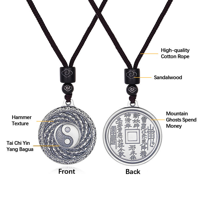 Buddha Stones 999 Srebro Sterlingowe Tai Chi Yin Yang Bagua Design Duchy Górskie Wydaj Pieniądze Naszyjnik Wisiorek - image 23