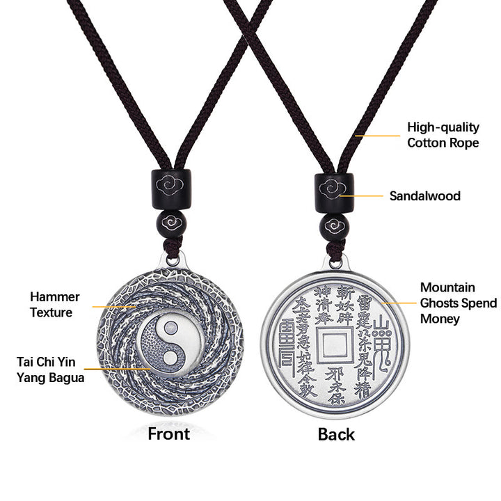 Buddha Stones 999 Srebro Sterlingowe Tai Chi Yin Yang Bagua Design Duchy Górskie Wydaj Pieniądze Naszyjnik Wisiorek - image 23