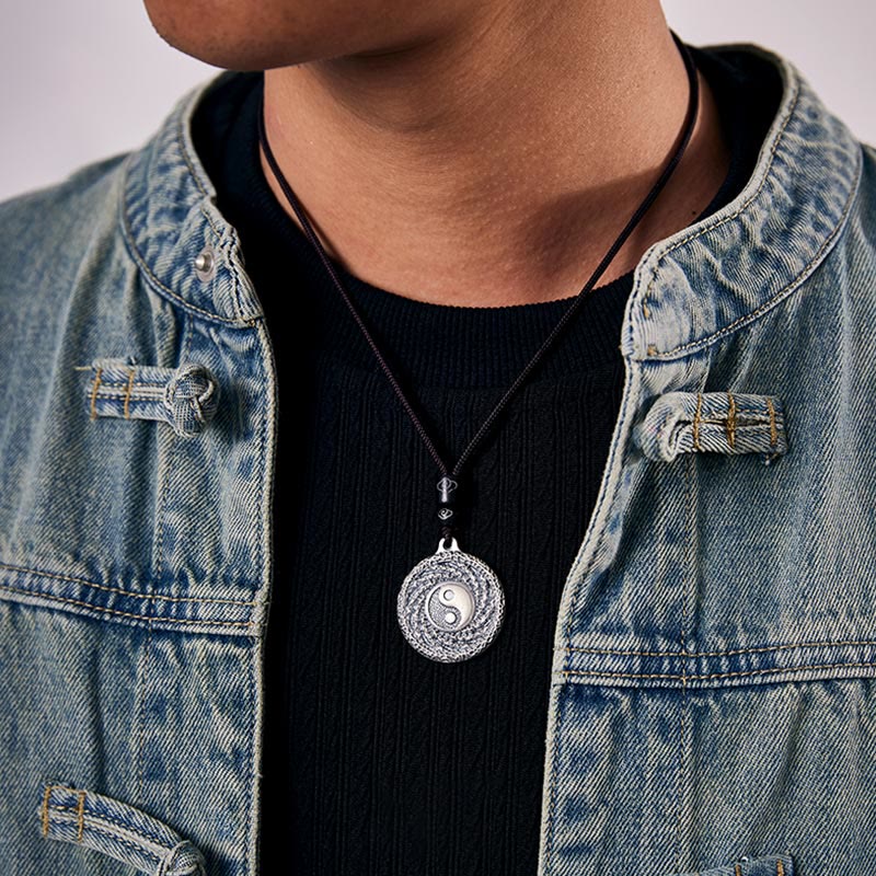 Buddha Stones 999 Srebro Sterlingowe Tai Chi Yin Yang Bagua Design Duchy Górskie Wydaj Pieniądze Naszyjnik Wisiorek - image 9