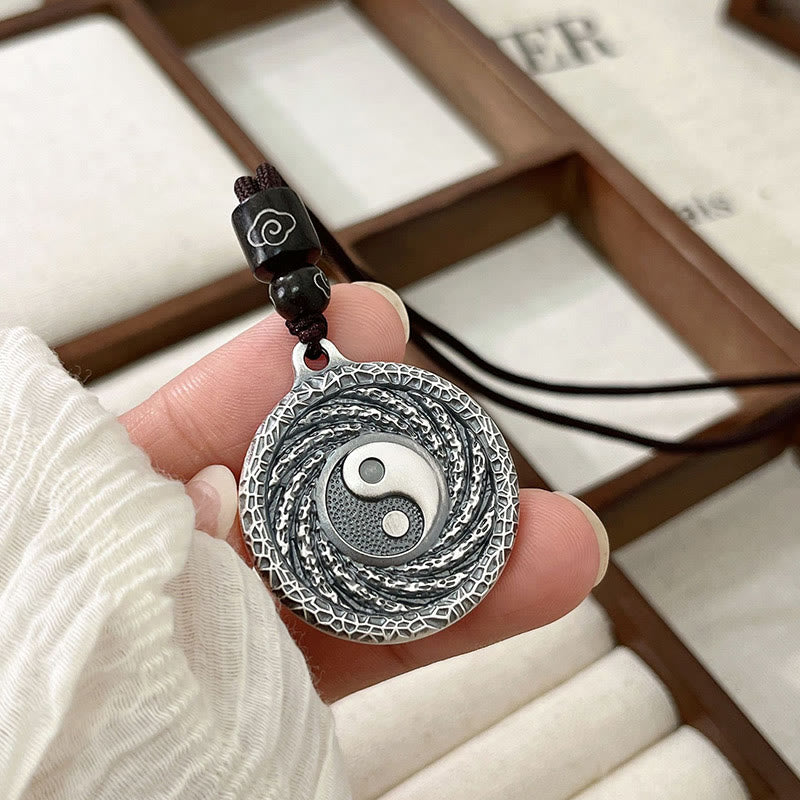 Buddha Stones 999 Srebro Sterlingowe Tai Chi Yin Yang Bagua Design Duchy Górskie Wydaj Pieniądze Naszyjnik Wisiorek - image 12