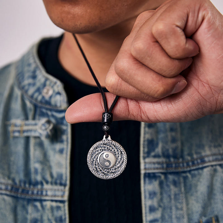 Buddha Stones 999 Srebro Sterlingowe Tai Chi Yin Yang Bagua Design Duchy Górskie Wydaj Pieniądze Naszyjnik Wisiorek - image 12
