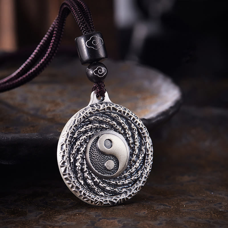 Buddha Stones 999 Srebro Sterlingowe Tai Chi Yin Yang Bagua Design Duchy Górskie Wydaj Pieniądze Naszyjnik Wisiorek - Srebro próby 999 (moneta Mountaion Ghost Spend i Yin Yang Bagua) - image 1