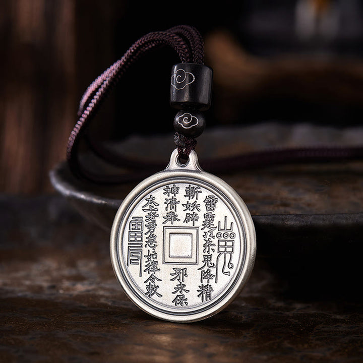 Buddha Stones 999 Srebro Sterlingowe Tai Chi Yin Yang Bagua Design Duchy Górskie Wydaj Pieniądze Naszyjnik Wisiorek - image 3