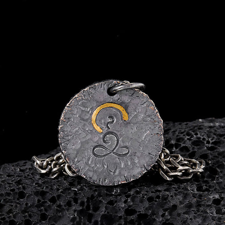 Buddha Stones 999 Srebro próby 999 Złoto 925 Srebro próby 925 Posąg Buddy Naszyjnik Wisiorek Lotos - Srebro próby 999 (Lotos i Budda) - image 1