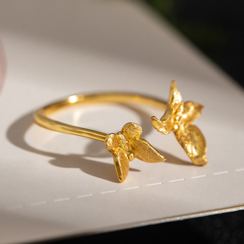 Pierścionek z motylem i Buddha Stones wykonany ze srebra próby 925 - image 6