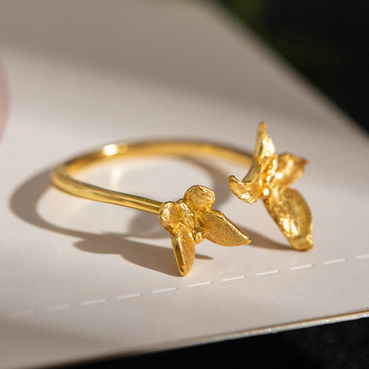 Pierścionek z motylem i Buddha Stones wykonany ze srebra próby 925 - image 6