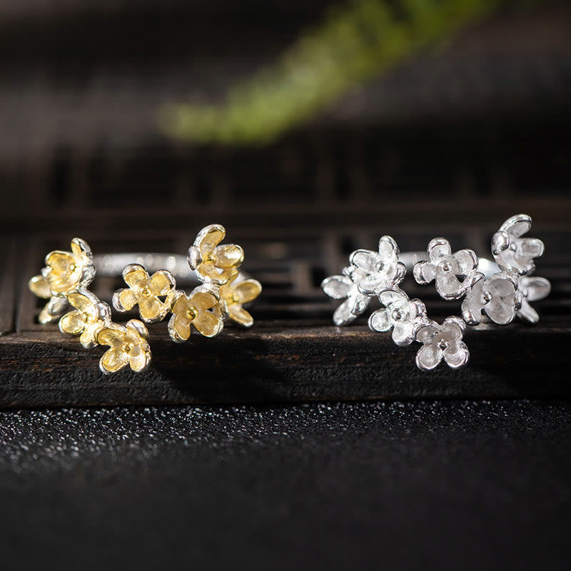 Pierścionek Buddha Stones ze srebra próby 925 z motywem Osmanthus Fragrans - image 1