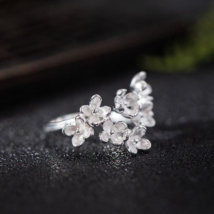 Pierścionek Buddha Stones ze srebra próby 925 z motywem Osmanthus Fragrans - Srebrny - image 3