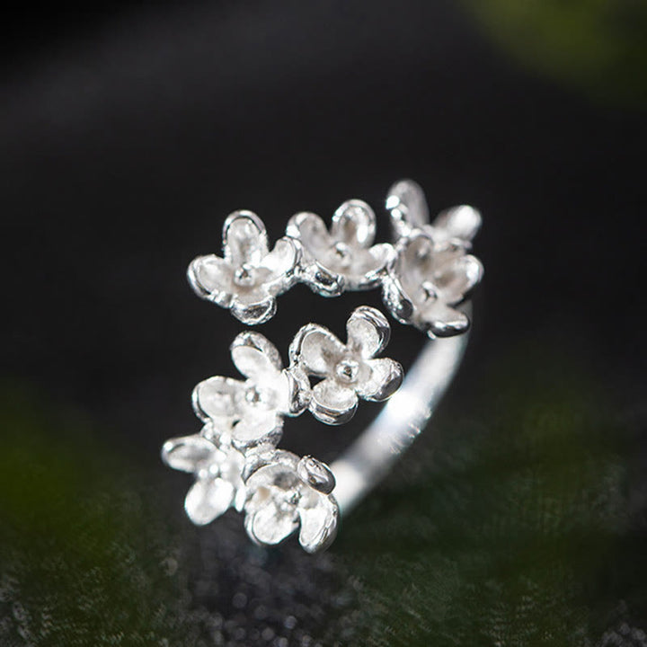 Pierścionek Buddha Stones ze srebra próby 925 z motywem Osmanthus Fragrans - image 6