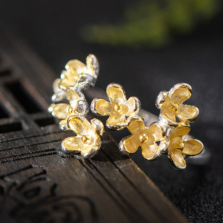 Pierścionek Buddha Stones ze srebra próby 925 z motywem Osmanthus Fragrans - image 8