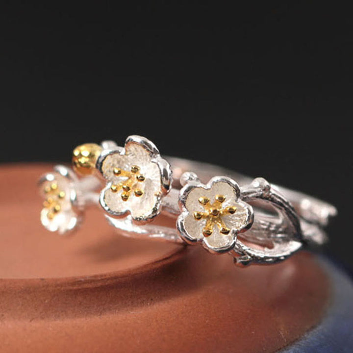 Pierścionek Buddha Stones ze srebra próby 925 w kolorze śliwkowym z motywem spokoju - image 2