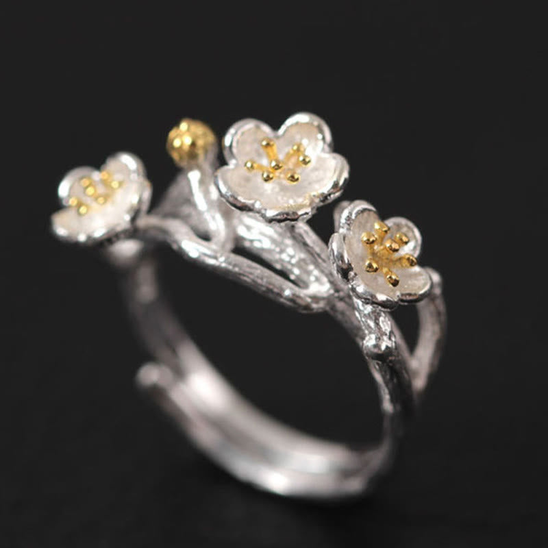 Pierścionek Buddha Stones ze srebra próby 925 w kolorze śliwkowym z motywem spokoju - Srebrny - image 0