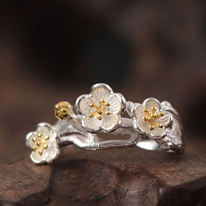 Pierścionek Buddha Stones ze srebra próby 925 w kolorze śliwkowym z motywem spokoju - image 1