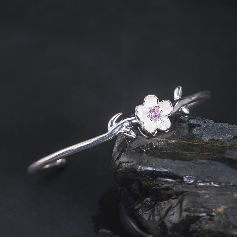 Bransoletka Buddha Stones 925 Srebro Sterlingowe Wiśnia Kwiat Szczęścia Bransoletka - image 1