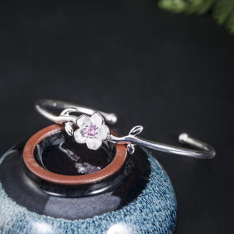 Bransoletka Buddha Stones 925 Srebro Sterlingowe Wiśnia Kwiat Szczęścia Bransoletka - image 4