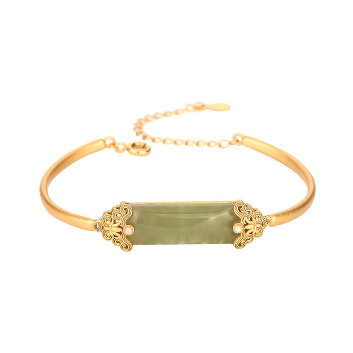 Bransoletka z Buddha Stones Hetian Jade 24K pozłacana szczęściem