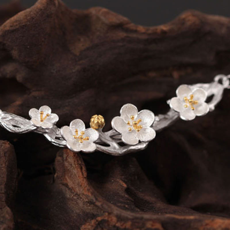 Naszyjnik ochronny Buddha Stones 925 ze srebra próby 925 z wisiorkiem w kształcie śliwki - image 2